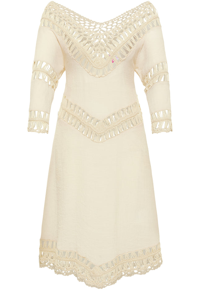 IZIA Damen Tunika Kleid Mini mit Häkelteil