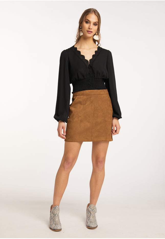 IZIA Damen Cropped Bluse mit langen Ärmeln