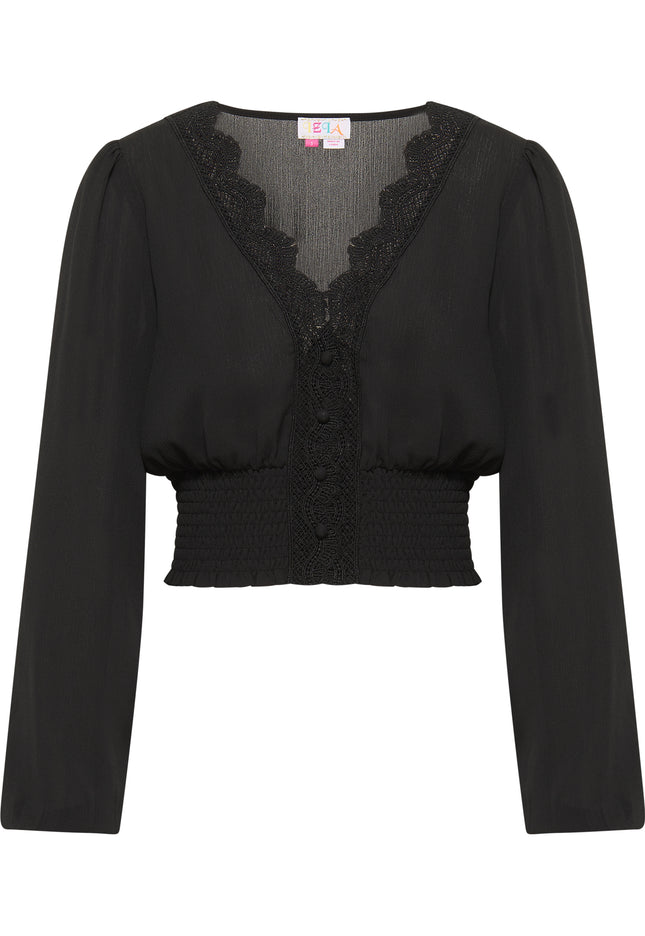 IZIA Damen Cropped Bluse mit langen Ärmeln