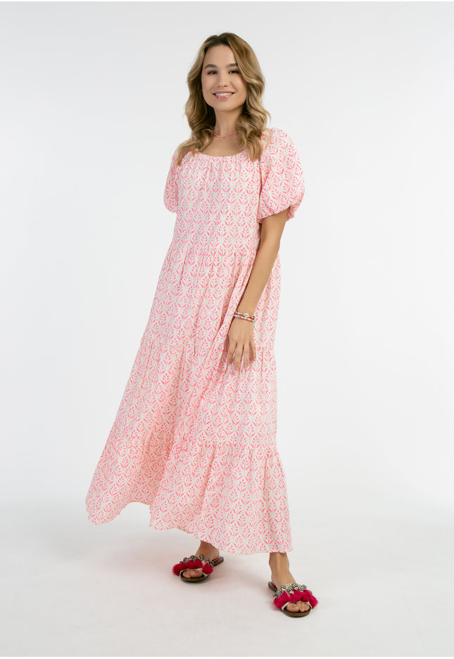 IZIA Damen Kurzarm Maxi Kleid