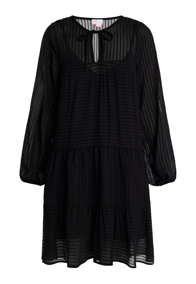 IZIA Damen Midi Kleid im gestreiften Design