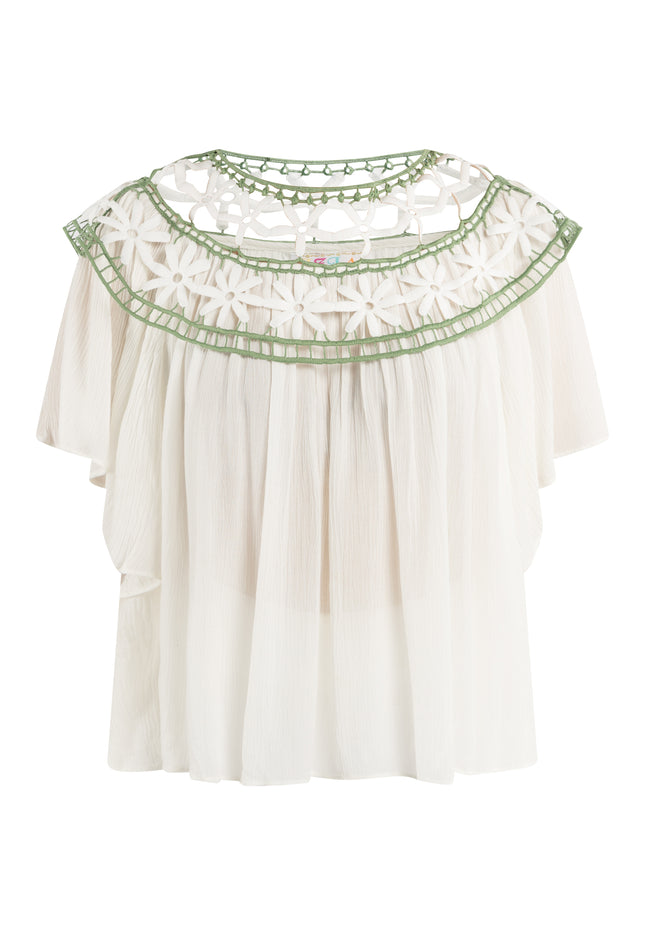 IZIA Women's Shirt With Floral Lace