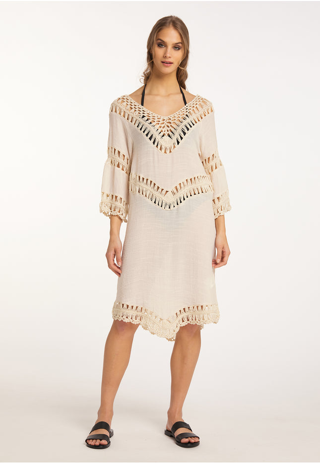 IZIA Women's Tunic Dress Mini With Crochet Part
